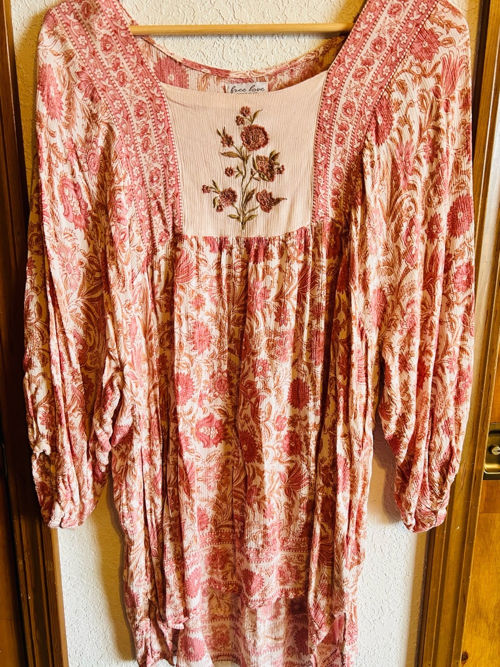 Boho Floral Peasant Dress- Pink